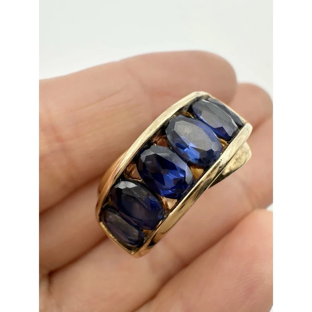 Ross Simons Sterling Silver 14k Gold Vermeil Blue Topaz Ring Size 9